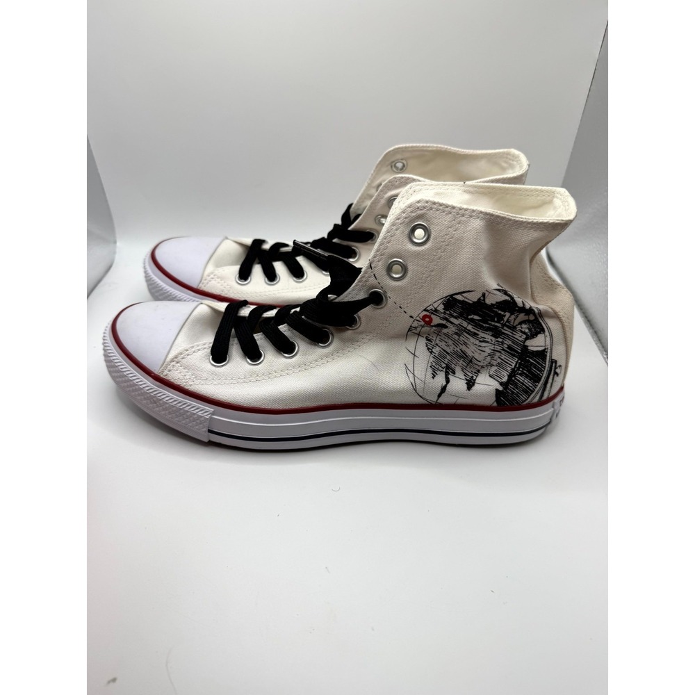 Converse Chuck Taylor All Star Hi M7650 White Globe Print Mens 8.5 Womens 10.5